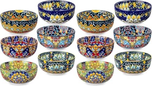 vancasso Cereal Bowls Set of 6, Bohemian Ceramic Soup Bowls, 28 oz Colorful Bowls Set for Kitchen, Dishwasher & Microwave Safe for Salad, Pasta, Rice, Oatmeal, Fruit (Pack of 2) - size: 28OZ (Pack of 2)