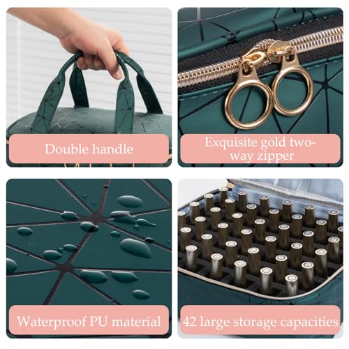 Uross Nail Polish Organizer Bag Holds 42 Bottles Nail Polish & Nail Lamp, Gel Nail Polish Organizers and Storage box for Nail Tech, Nail Kit Supplies Organizer Case - Darkgreen - color: Darkgreen, size: Large - 11 x 9.5 x 9.5 inch (42 bottles)