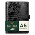 Convend A5/A6 Refillable 6 Ring Faux Leather Binder Cover, Black Croc - color: Crocodile-black, size: Luxe-A5