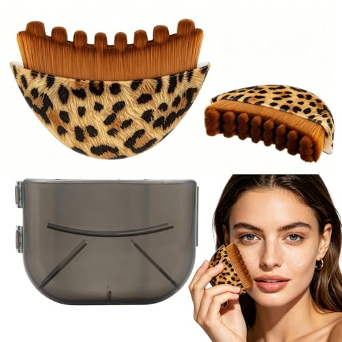 Lymphatic Contour Face Brush - 1 pcs Lymphatic Drainage Brush for Sculpting - color: Leopard Print ( 1 Pcs )