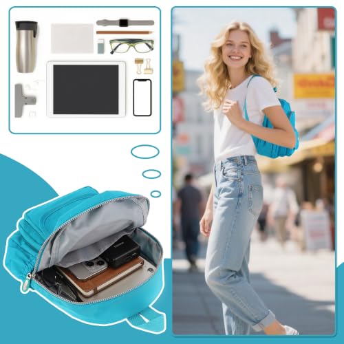 AOTIAN Mini Backpack for Women, Lightweight Sturdy Nylon Small Daypack - color: Mini Wake Blue