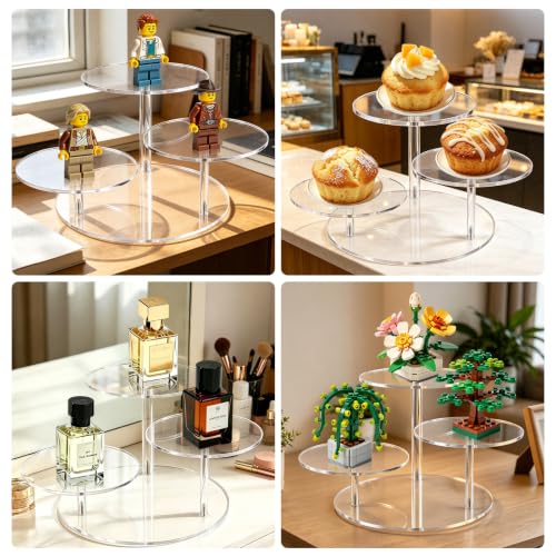 3 Tier Acrylic Display Stand, Clear Display Risers for LEGO Botanicals & Mini Figures, Tabletop Display Shelf for Perfume, Jewelry, Flowers, Collectibles, and Cake – Crystal Clear, Sturdy - color: 3 Tier