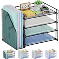 Marbrasse 4-Tier Paper Tray Organizer with File Holder, Black - color: Black