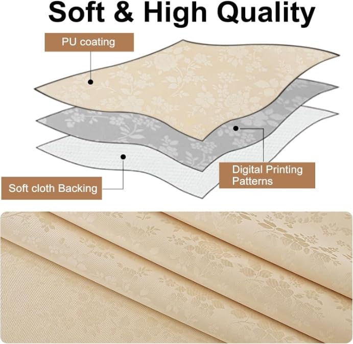 Smiry Square Waterproof Heavy Duty Vinyl Tablecloths, 70 x 70 Inch - color: Beige, size: 70" x 70" (Square)