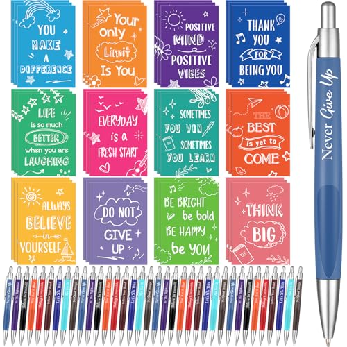 Yeaqee 72 Pcs Motivational Pen Notepad Gifts Bulk Set, Uplifting - style: Uplifting