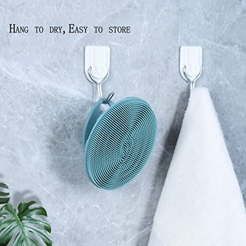 Silicone Face Brush Handheld Facial Cleansing Scrubber, Dark Green+Pink - color: 3rd-dark Green+pink (2 Pack)