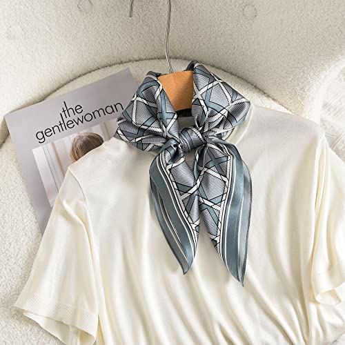 100% Mulberry Silk Scarf - 25.6" Square Neckerchief & Headscarf Gift Packed - color: Bluish