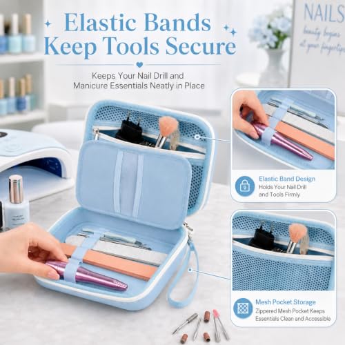 ALKOO 40-Slot Nail Drill Organizer Case with Nail Drill Bit Holder - color: Blue