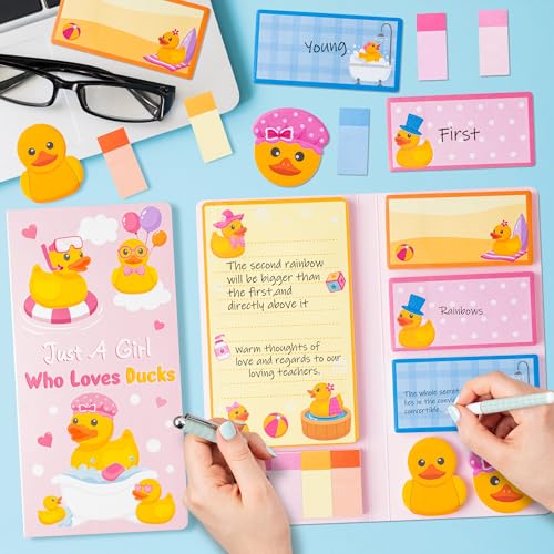 Xqumoi Duck Lovers Sticky Notes Set - Just A Girl Who Loves Ducks Self-Stick Note Pads Cartoon Animal Duckie Writing Memo Pad Page Marker Bookmarker Back to School Office Party Favors Supplies - color: 1pack-duck