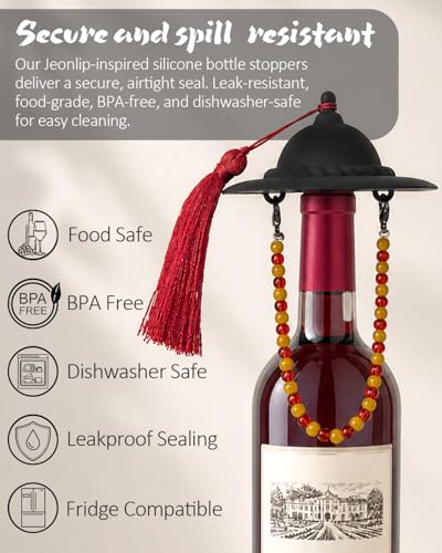 GRIPONG "Jeonlip" Traditional Korean Design Multicolor Wine Bottle Caps to Preserve Freshness, Stylish and Durable, Perfect for Parties and Gifts - Decorative Bottle Plug for Wine & Whiskey - color: Purple
