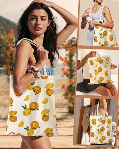 Miss Adola Canvas Tote Bag for Women with Inner Pocket - color: Lemon