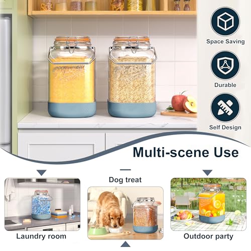 1.5 Gallon Large Glass Jar with Airtight Hinged Lid, Square, 192 Oz - size: 1.5 Gallon / Square Glass Jar