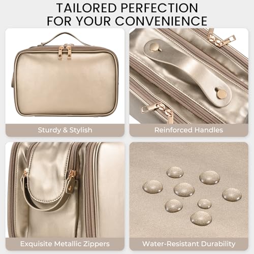 HauteHues Travel Makeup Bag Women's Large Capacity Cosmetic Organize Copper - color: Copper