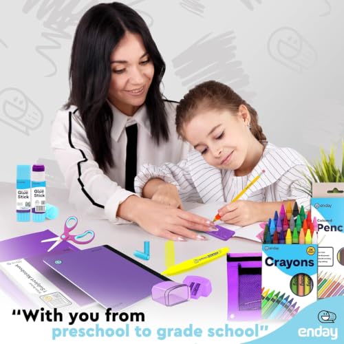Enday Back to School Supplies for Kids, School Supply Box Grades K-5 (Purple, 12 Kits) - color: Purple, size: 12 Kits