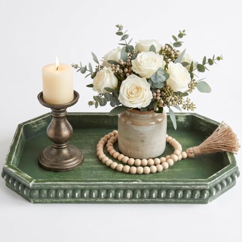 Hrastany Green Wood Decorative Tray, Coffee Table Tray for Ottoman - color: Retro Brown2-z8, size: 15.7" x 10.2" x 1.6"