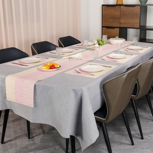 Placemats Set of 4, Vinyl Woven Heat-Resistant Place Mats - color: Beige Pink, size: Set of 4