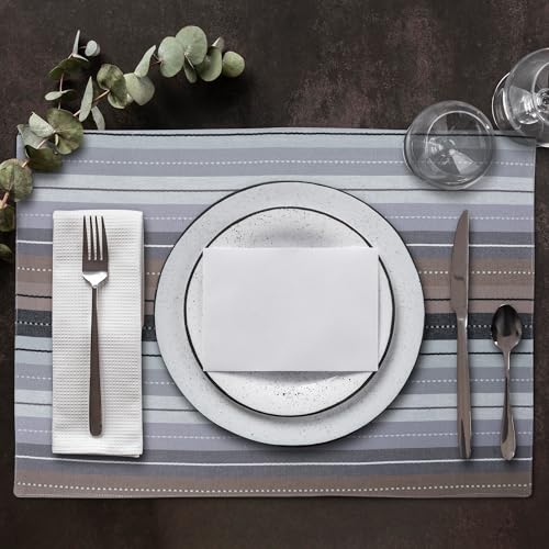 Urban Villa Two Tone Placemat Cotton Tablemat 14x20 (Set of 6) Greymulti - color: Grey Multi, size: 14" x 20"