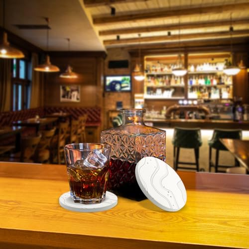 Absorbent Ceramic Drink Coasters Set of 4 with Metal Holder Round 4 Inch - style: 4 coasters Style C
