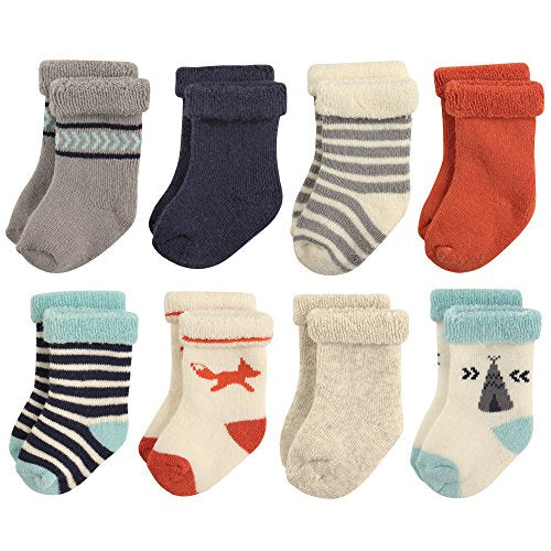 Hudson Baby Baby 8-pack Cotton Rich Newborn and Terry Socks - color: Boy Fox, size: 6-12 Months