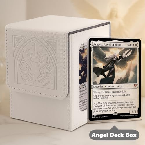 Venssu Angel Themed MTG Deck Box with Commander Display (White and Grey) - color: Angel