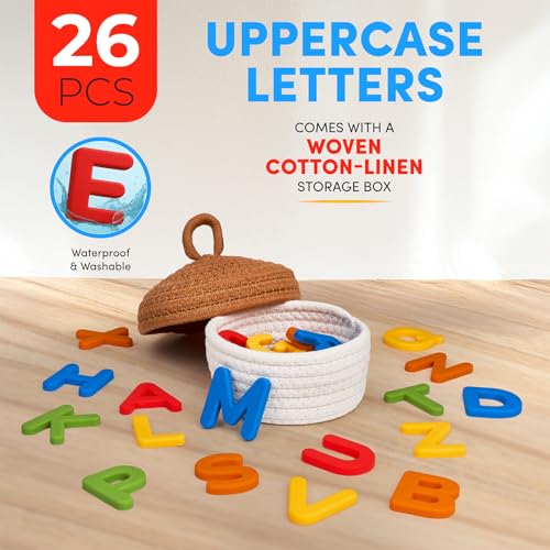 JoyCat Soft Silicone Magnetic Alphabet Letters, 26 Uppercase(Vibrant Color) - color: Vibrant Color