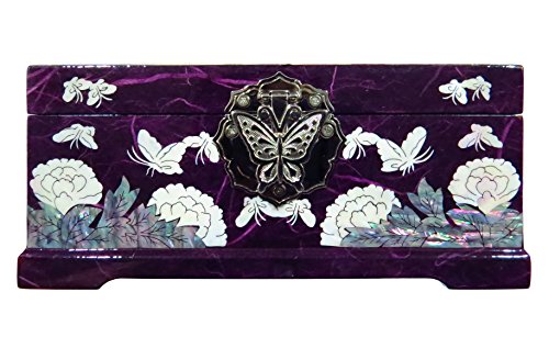 MADDesign Mother of Pearl Jewelry Box Multilevel Peacock Design - color: Purple