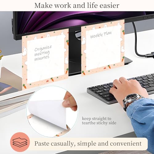Sticky Notes 3x3 Inches, Cute Self-Stick Note Pads, Funny Memo Pads, Easy to Post Sticky Notes for Office, Home & Notebook Cute Bunny Carrot - color: Cute Bunny Carrot
