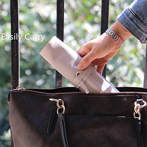 Bird&Fish Makeup Brush Case Travel, makeup brush case roll up,brush holder makeup,Holder Organizer Brushes Pouch Cosmetic Bag for Travel，Rolling Bag Storage Case PU Leather - color: Gray