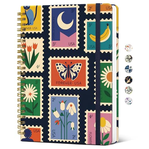 Taja Spiral Lined Journal for Women, Pretty Hardcover Journal Notebook, A5 - color: G-Stamp