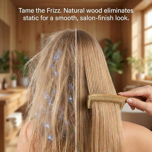 Melune Green Sandalwood Rat-Tail Comb with Fine Teeth for Hair Styling