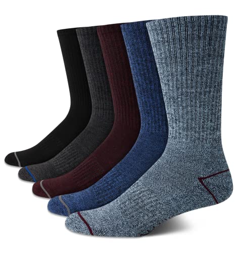 Nautica Mens Crew Socks 5 Pack Moisture Wicking Athletic Work & Dress Socks - color: Multi