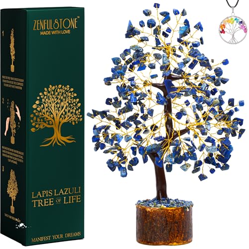 Lapis Lazuli Crystal Tree for Wisdom & Truth Décor for Home and Office | Handmade Bonsai for Communication & Clarity of Thought | Perfect Insight Gift for Loved Ones - color: Lapis Lazuli Copper Wire