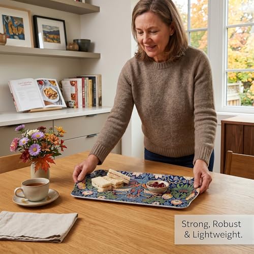 Pimpernel Morris & Co Strawberry Thief Blue Collection Sandwich Tray | Serving Platter | Crudité and Appetizer Tray for Indoor and Outdoor use, Made of Melamine, Measures 15.1" x 6.5", Dishwasher Safe - size: 15.1" x 6.5" x 1", style: Blue Strawberry Thie