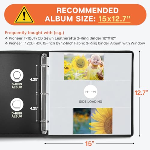 Dunwell 12x12 Scrapbook Page Protectors - 4x6 Photo Sleeves for 3 Ring Binder, 4x6 Photo Album Pages (25-Pack, Horizontal), Holds 300 Pictures, Scrapbooking Refill Sleeves, Fits Pioneer & WRMK Albums - size: 25 Pack, style: 4x6" Horizontal
