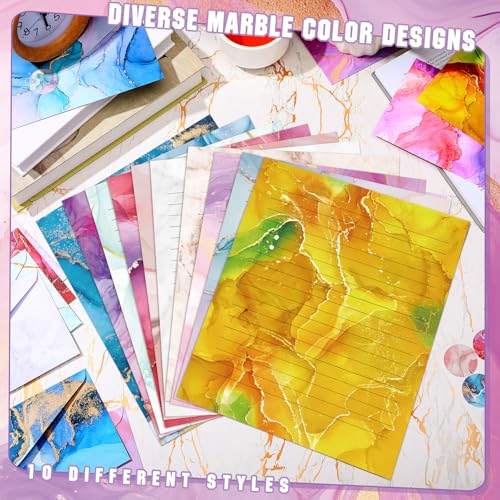 TaoBary 160 Pcs Marble Stationery Paper and Envelopes Set, 8.5 x 11'' - size: 8.5 x 11 Inch, style: Marble