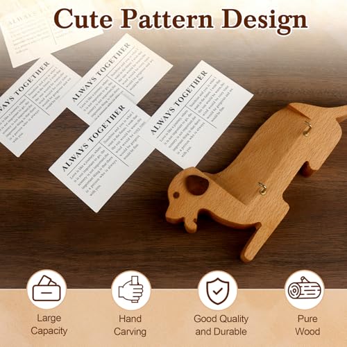 Wood Dog Shape Business Card Holder for Desk,Wooden Name Card Holder - color: Beech Wood Dog Shape