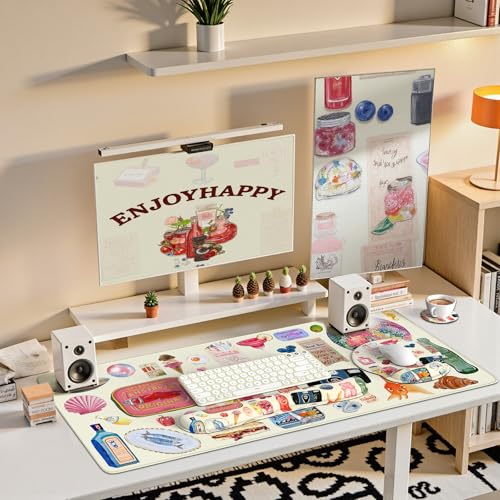 iCasso Desk Pad Mat, Large Mouse Pad and Keyboard Wrist Rest Set - color: Watercolor Stickers