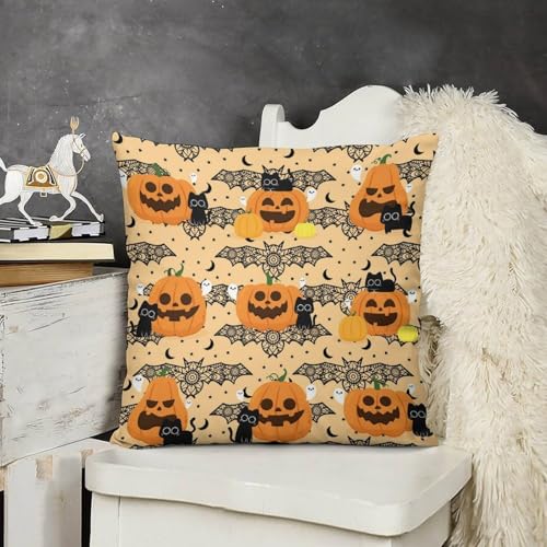 Cartoon Cat Bat Pillow Covers,Gothic Horror Spooky Ghost Moon Stars Home Decor Sofa Bedroom Cushion Outdoor Indoor Decorations 16 "x16 - color: Cat-2, size: 16" x 16" (Pack of 2)