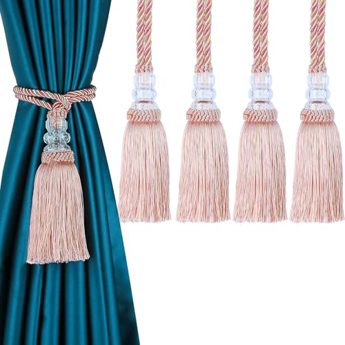 4 Pack Curtain Tiebacks with Tassel, Mix Pink - color: Mix Pink, size: 4