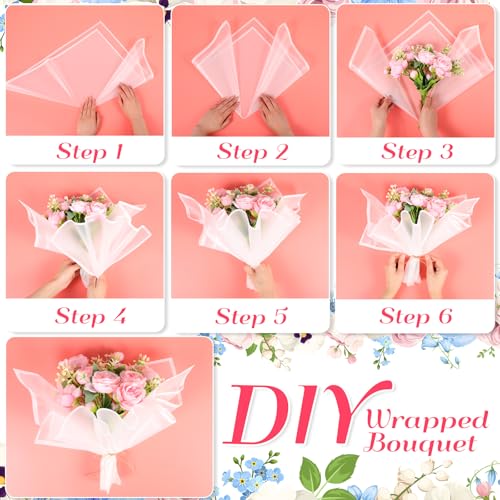 Ctosree 240Sheets Flower Wrapping Paper,Waterproof Korean Bouquet Wrap 23in - color: White