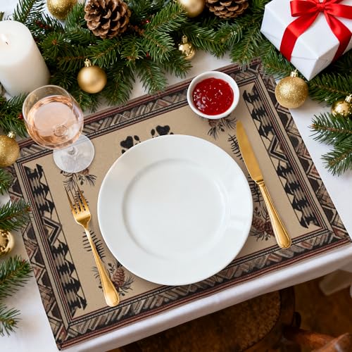 Bear Table Placemats Set of 4 Place Mats Linen Wipeable Placemats Waterproof Rectangle Table Mat for Kitchen Dining Dinner 18 X 12 Inch - color: Bear