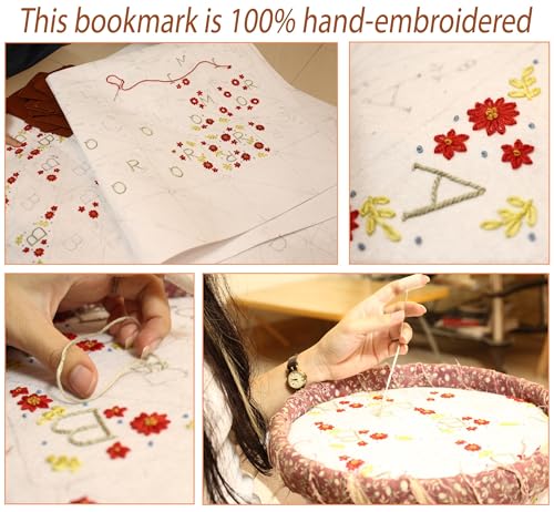 Personalized Hand Embroidered Corner Bookmark, Cute Flower Book Mark, Hand Stitch Gift for Women Book Lovers by HNQCPCVU (B, White) - color: White, size: B