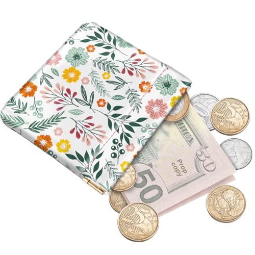 Squeeze Coin Purse Pouch Mini Coin Pocket Portable Change Wallet - color: Green Daisy, size: Mini (3.54"x3.2")