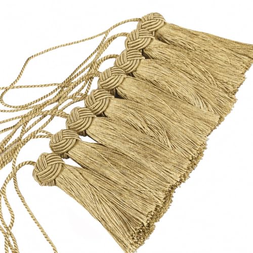 BEL AVENIR 8 Pcs Elegant Polyester Key Tassel Colorful Craft Tassels Charms - color: Golden
