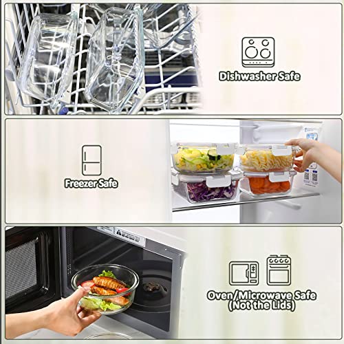 M MCIRCO 10 Pack Glass Food Storage Containers with Lids, White - color: white