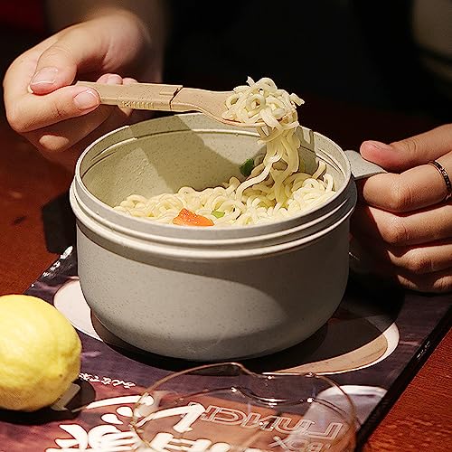 2Pack Microwave Soup Mugs with Lids,28.7oz Microwave Ramen Bowl with Lid,Improved Easy-Grip Design for On-the-Go - Holds Soup, Rice, Cereal & More - BPA-Free(Green+Beige) - color: Green+Beige 2-Pack