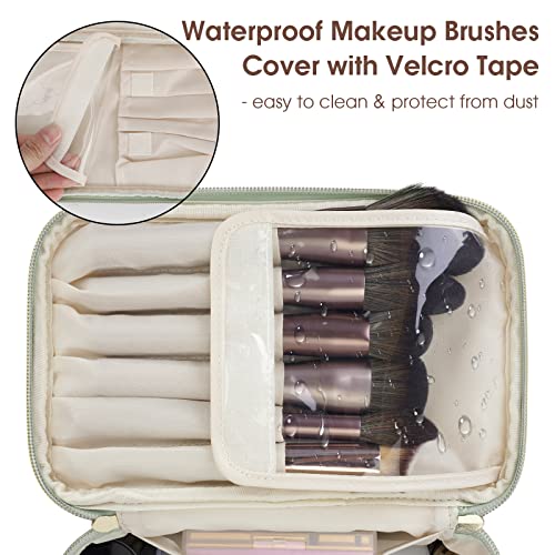 Wandering Nature Makeup Bag, Women Travel Make Up Vanity Case with Handle - color: Sage Green, size: Medium