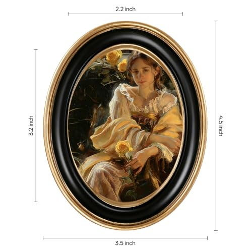 eletecpro 2.5x3.5 Oval Picture Frame with Real Glass Cover, Black, 2-Pack - color: Black, size: 2.5x3.5 Inches