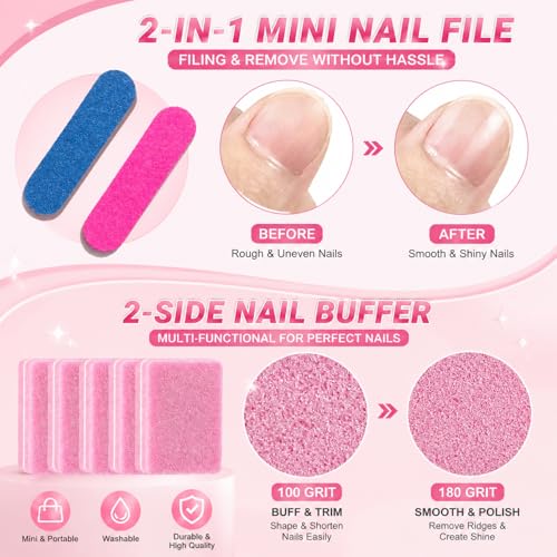 20 Set Press On Nail Tool Kit: Nail Prep Kit with Nail File, Nail Glue, Glue Remover, Adhesive Tabs, Prep Pads, Sticks, Holographic Bag, Disposable Nail Supplies Kits for Nail Business