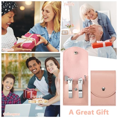 Geosar 50 Set Travel Manicure Kit Bulk Professional Nail Clippers Pedicure Nail Care Tools Grooming Stainless Steel Set with Portable Travel Case, Gift for Christmas Men Women(Pink) - color: Pink